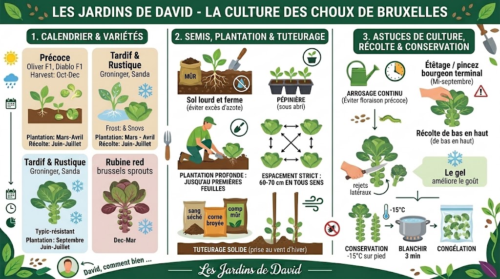 Culture des choux de Bruxelles au potager