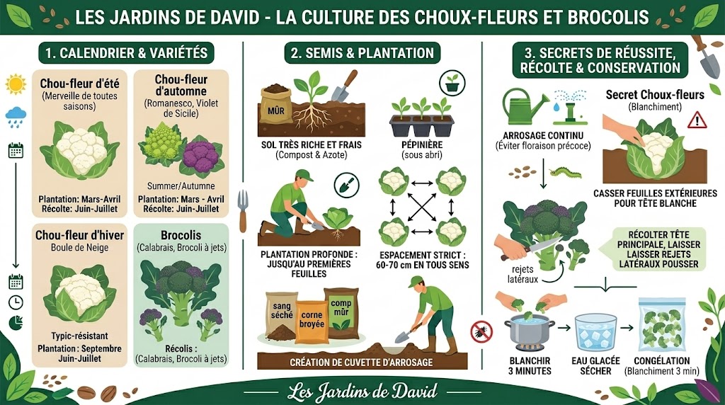 Culture des choux-fleurs et brocolis au potager