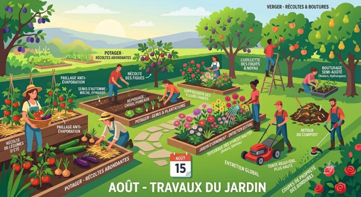 Les travaux du jardin en août